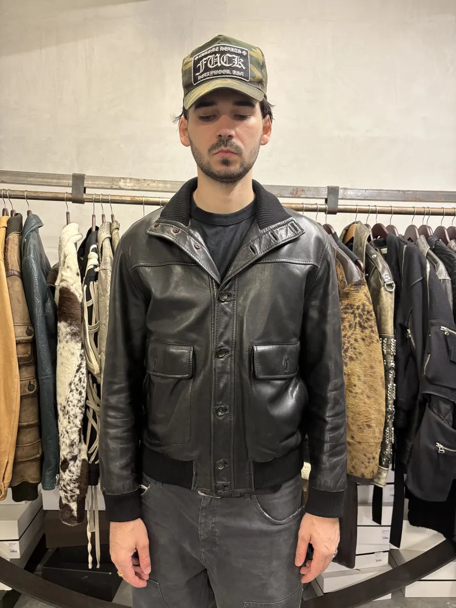 AW2001 Gucci Black Buttoned Premium Leather Jacket by Tom Ford NDIBUFL 3