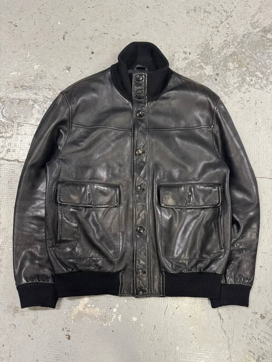 AW2001 Gucci Black Buttoned Premium Leather Jacket by Tom Ford NDIBUFL 4