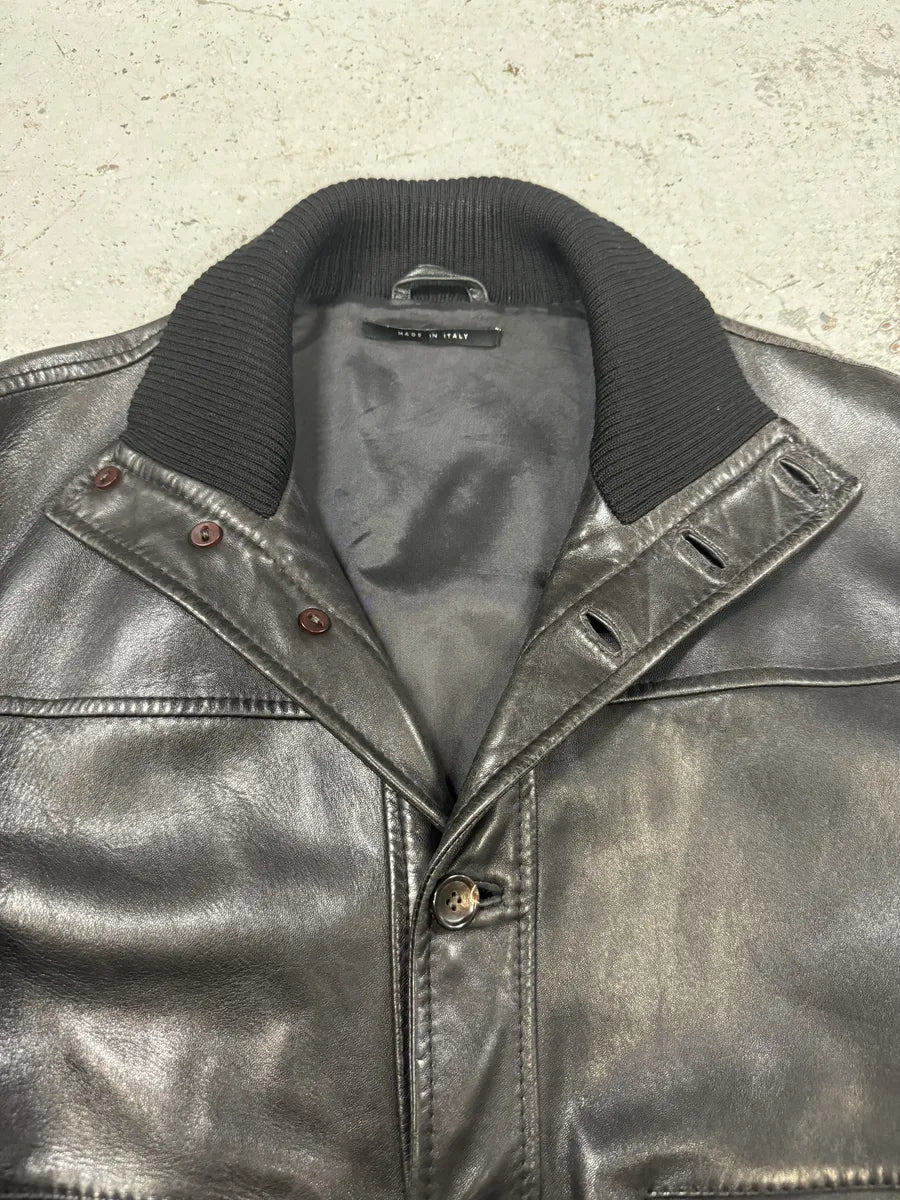 AW2001 Gucci Black Buttoned Premium Leather Jacket by Tom Ford NDIBUFL 7