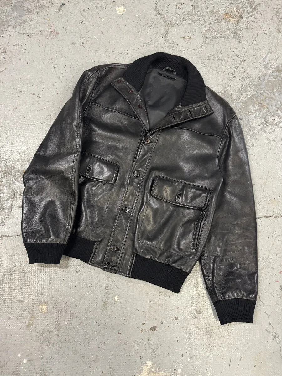 AW2001 Gucci Black Buttoned Premium Leather Jacket by Tom Ford NDIBUFL 8
