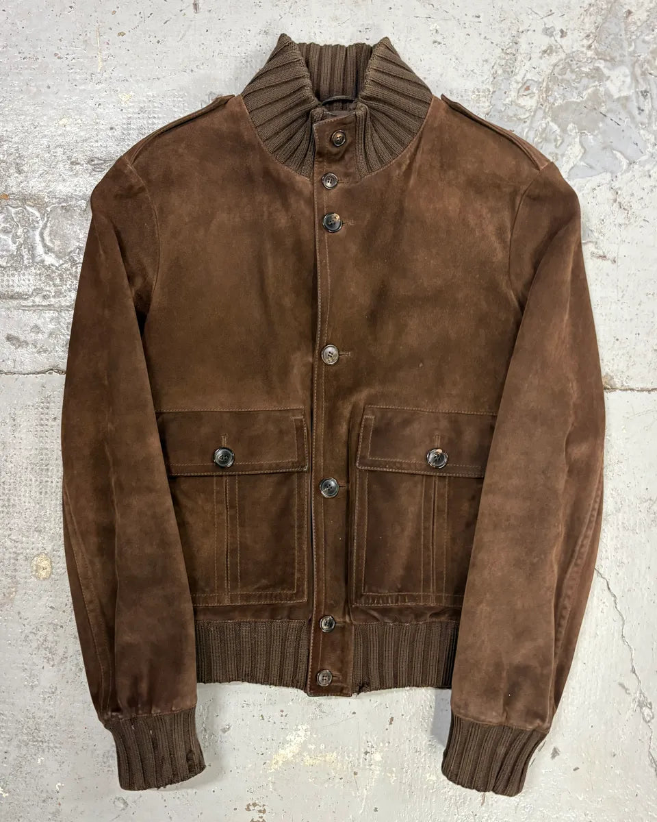 AW2001 Gucci Brown Suede Leather Buttoned Jacket by Tom Ford QCMbGei 0