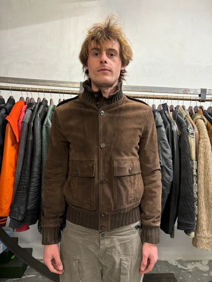 AW2001 Gucci Brown Suede Leather Buttoned Jacket by Tom Ford QCMbGei 2