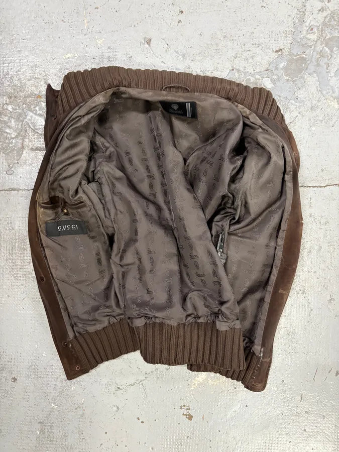 AW2001 Gucci Brown Suede Leather Buttoned Jacket by Tom Ford QCMbGei 7