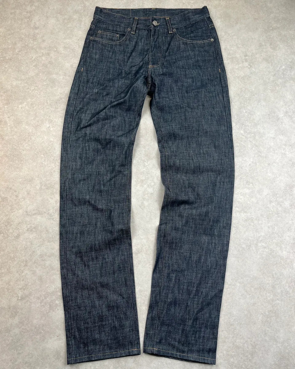 AW2001 Gucci Raw Navy Denim Straight Leg Jeans by Tom Ford KeYIMpv 3