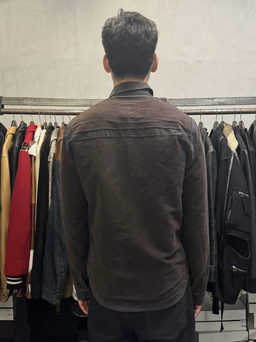 AW2001 Marithé + François Girbaud Brown Distressed Shirt Jacket auJhLjQ 2