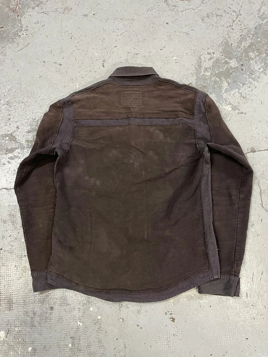AW2001 Marithé + François Girbaud Brown Distressed Shirt Jacket auJhLjQ 4