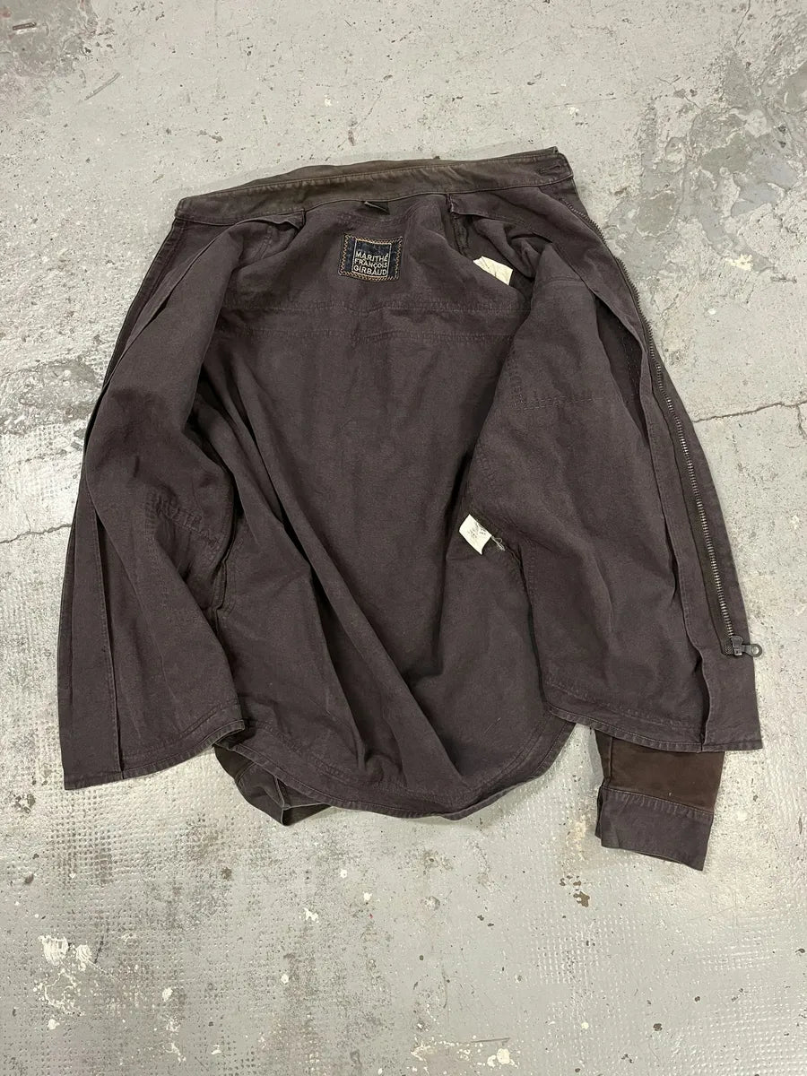 AW2001 Marithé + François Girbaud Brown Distressed Shirt Jacket auJhLjQ 5