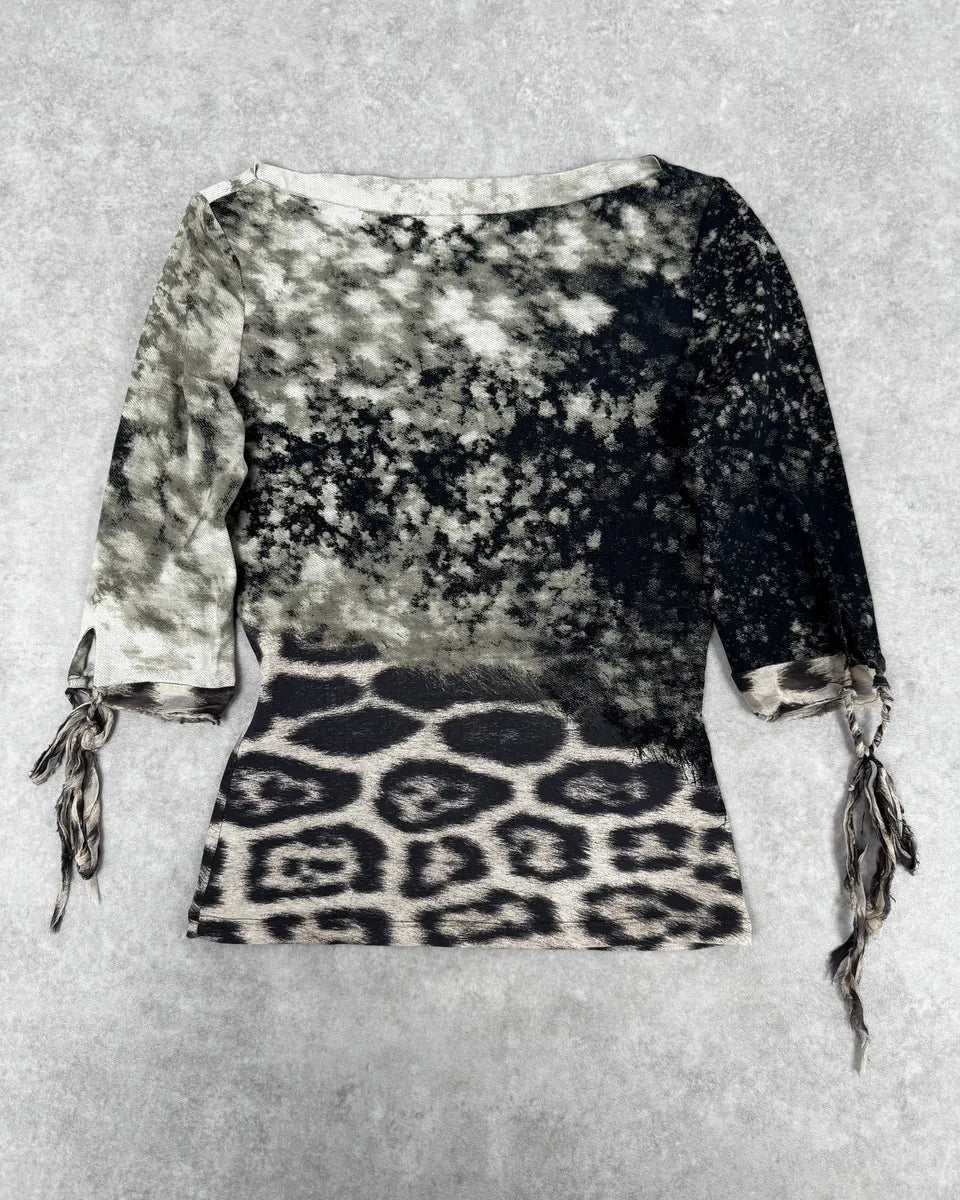 AW2001 Roberto Cavalli Beige & Black Gradient Leopard Top  SnusdDy 2