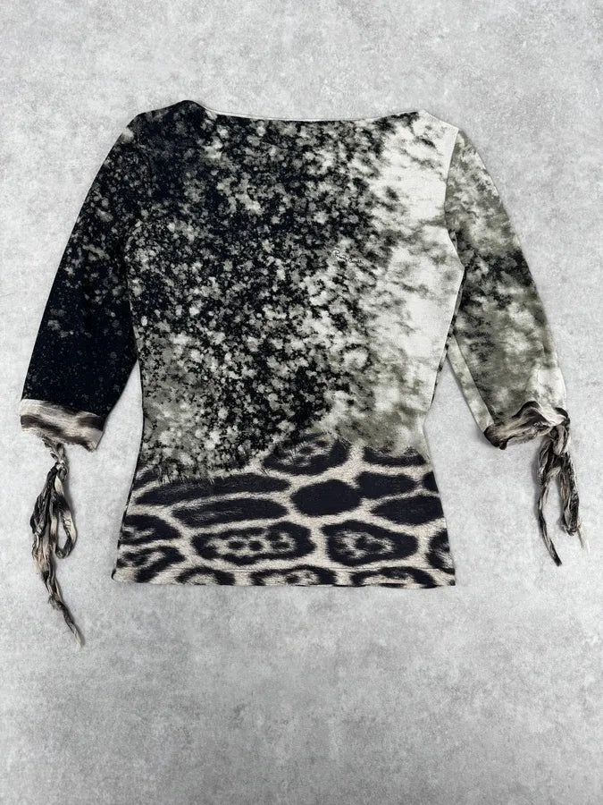 AW2001 Roberto Cavalli Beige & Black Gradient Leopard Top  SnusdDy 3