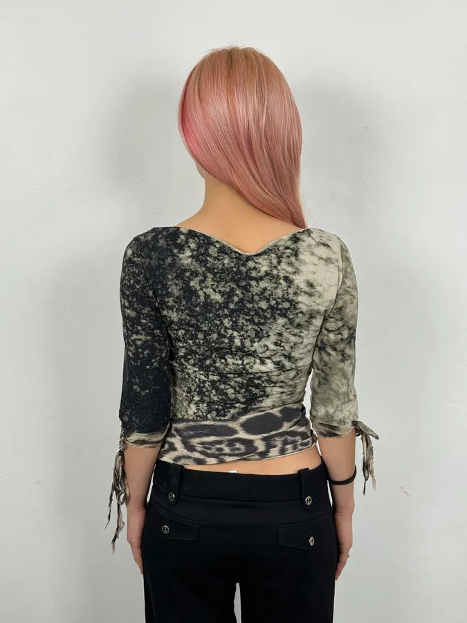AW2001 Roberto Cavalli Beige & Black Gradient Leopard Top  SnusdDy 1