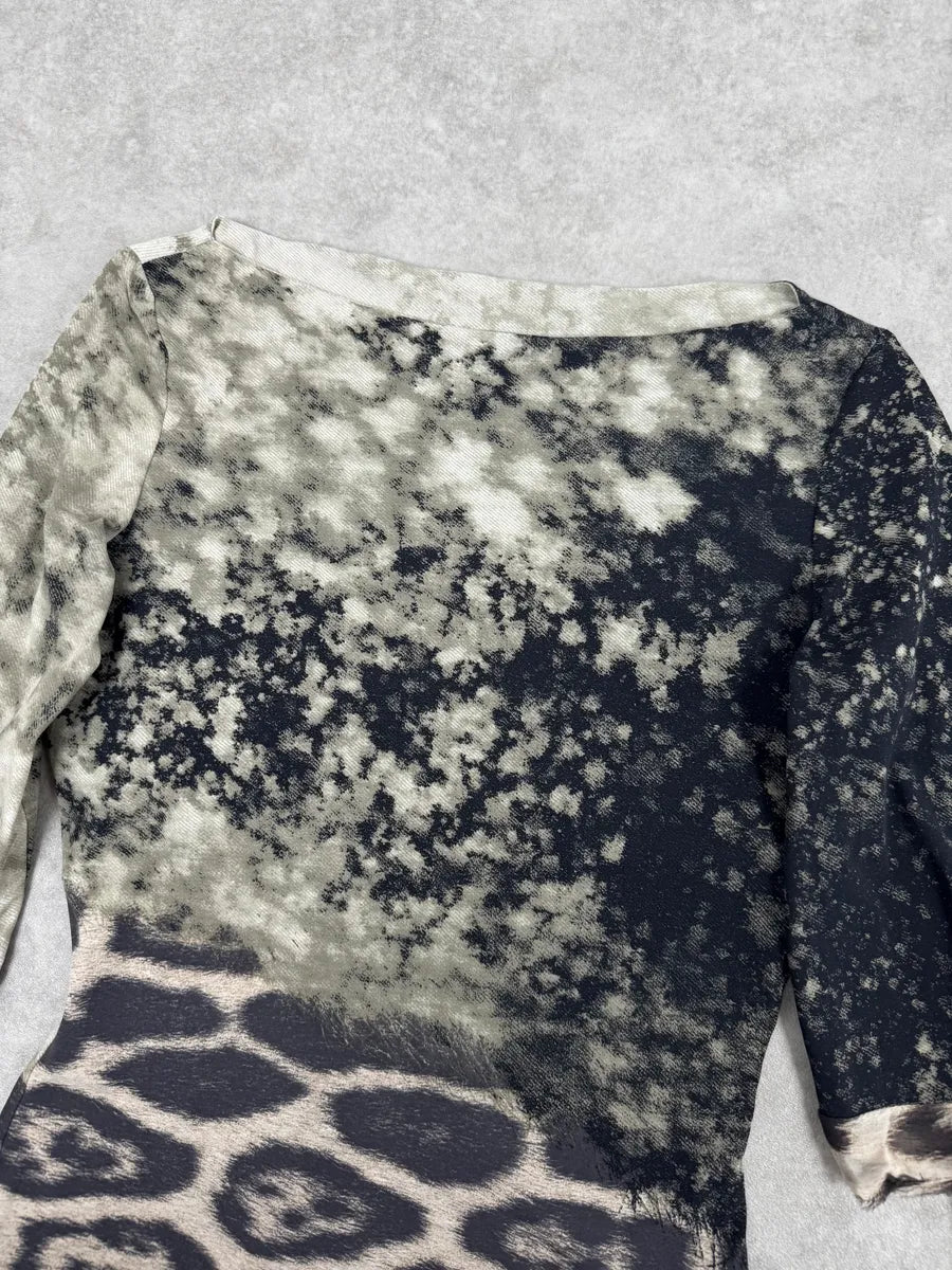 AW2001 Roberto Cavalli Beige & Black Gradient Leopard Top  SnusdDy 4