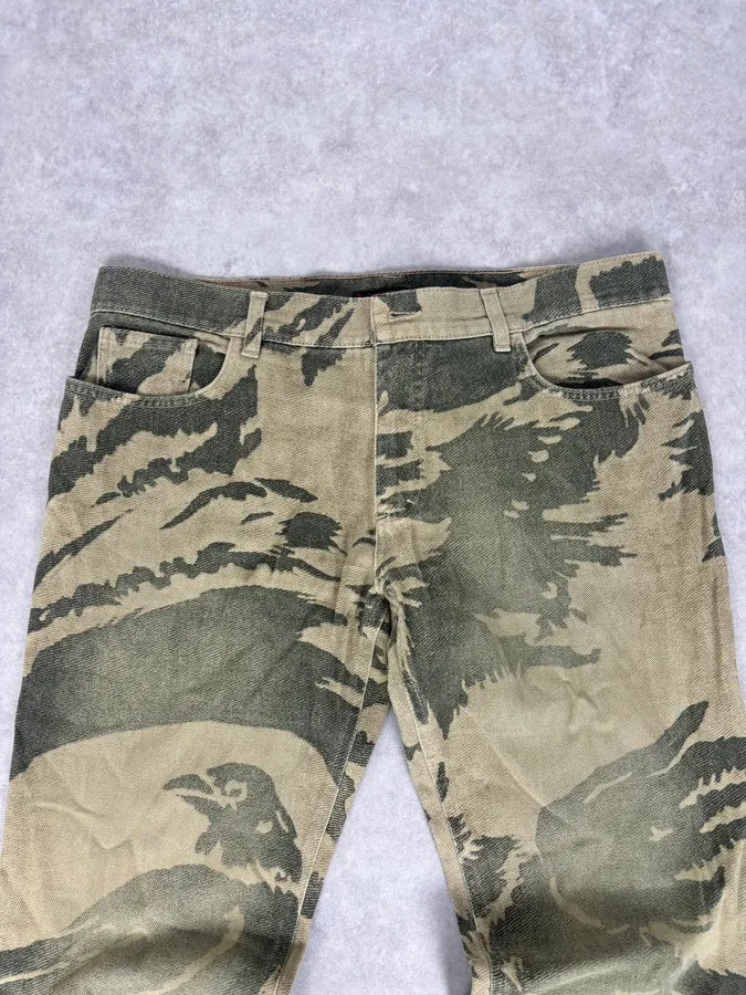 AW2001 Roberto Cavalli Beige Bird World Abstract Pants aRnjUSp 4