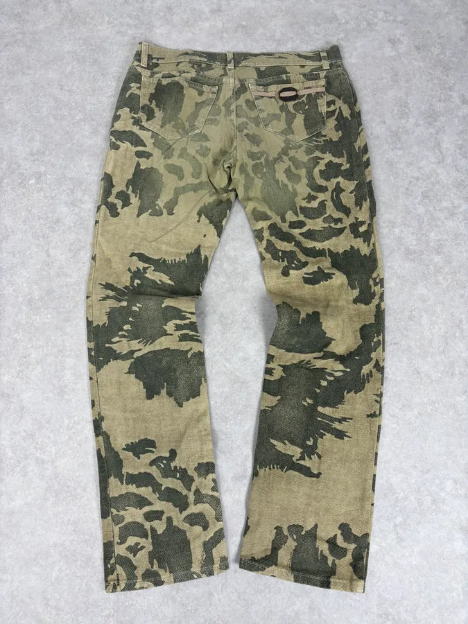 AW2001 Roberto Cavalli Beige Bird World Abstract Pants aRnjUSp 5