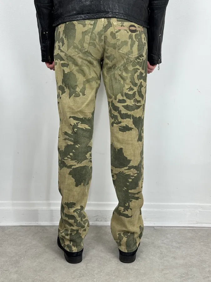 AW2001 Roberto Cavalli Beige Bird World Abstract Pants aRnjUSp 3