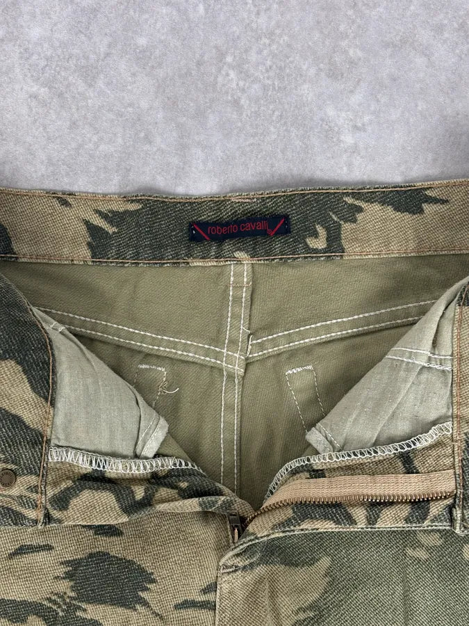 AW2001 Roberto Cavalli Beige Bird World Abstract Pants aRnjUSp 7