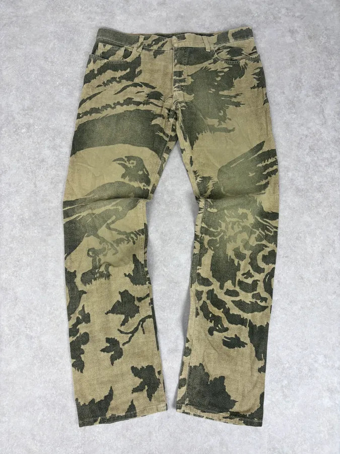 AW2001 Roberto Cavalli Beige Bird World Abstract Pants aRnjUSp 0