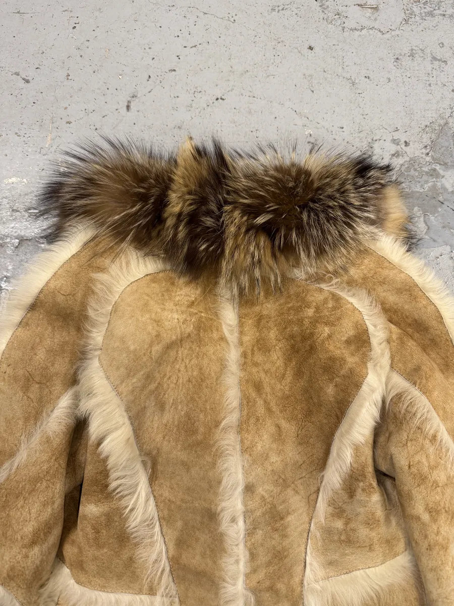 AW2001 Roberto Cavalli Beige Fur Leather Royal Leopard Jacket  qSxtBtV 10