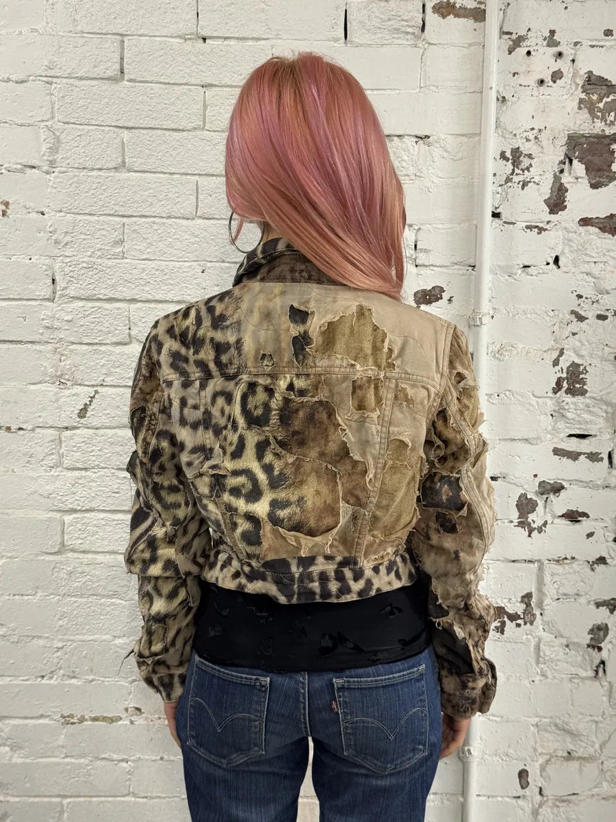 AW2001 Roberto Cavalli Beige Leopard Distressed Jacket ppnYEdF 2