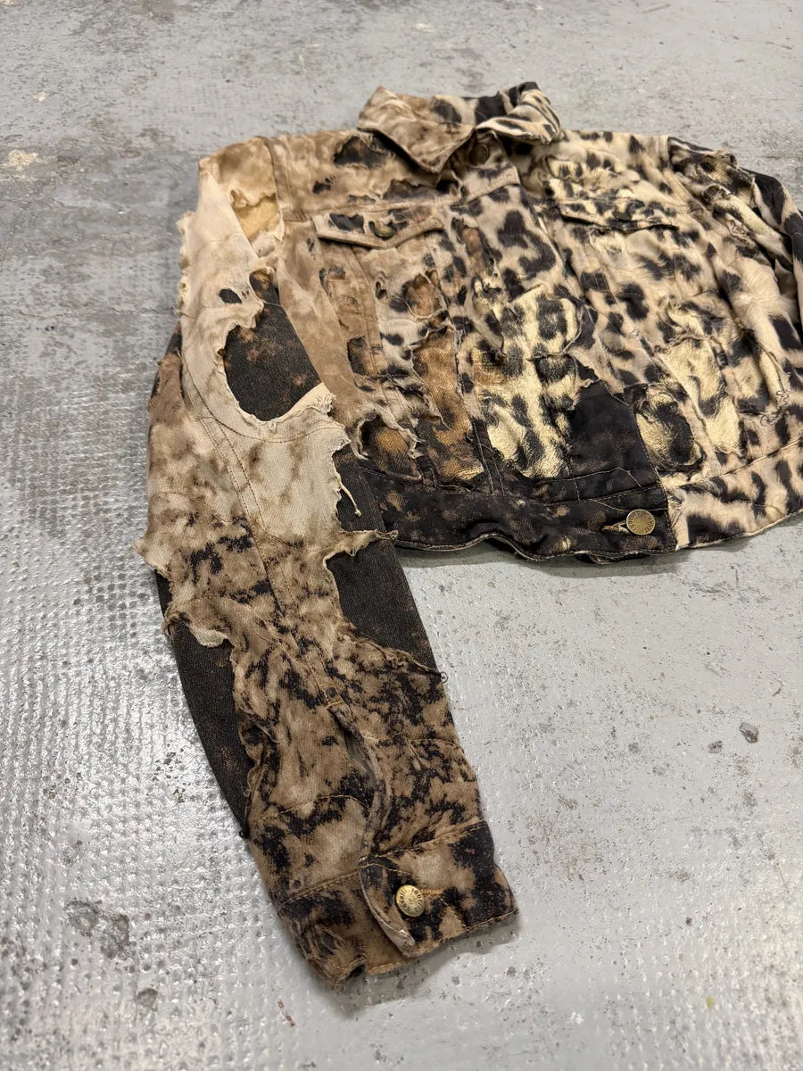 AW2001 Roberto Cavalli Beige Leopard Distressed Jacket ppnYEdF 8