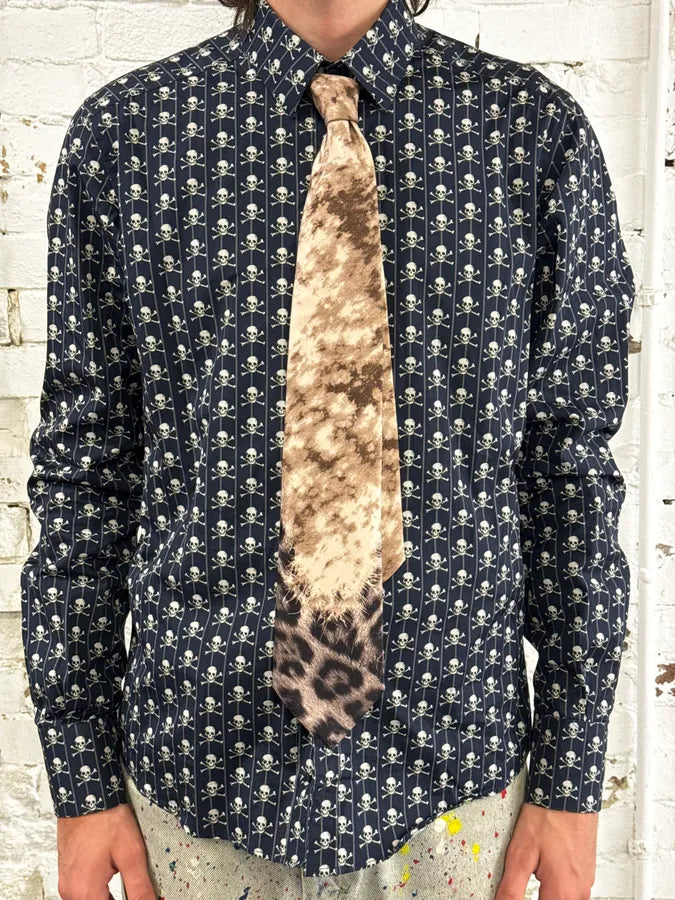 AW2001 Roberto Cavalli Beige Leopard Silk Tie UcqjvUl 1