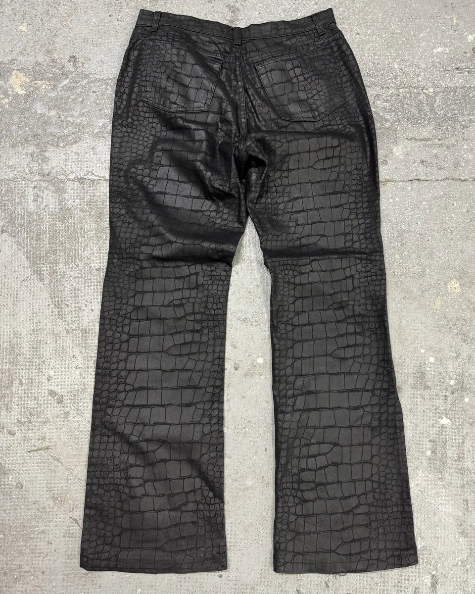 AW2001 Roberto Cavalli Black Crocodile Effect Pants (M) 3