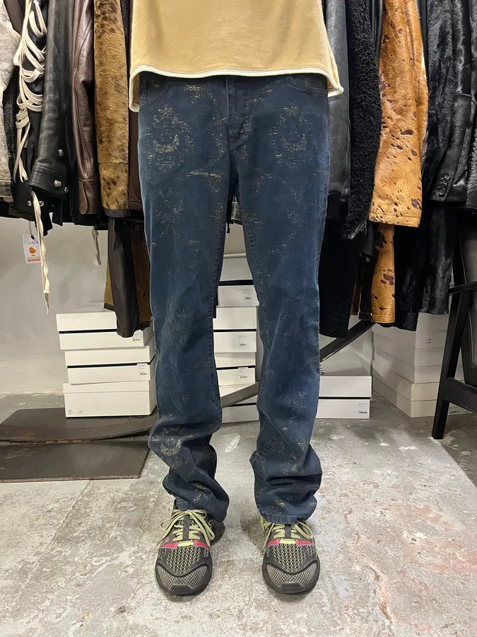 AW2001 Roberto Cavalli Navy Old Symbols Pants eRddbpA 1