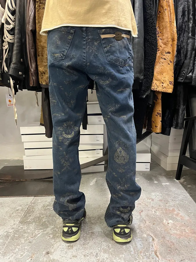 AW2001 Roberto Cavalli Navy Old Symbols Pants eRddbpA 3