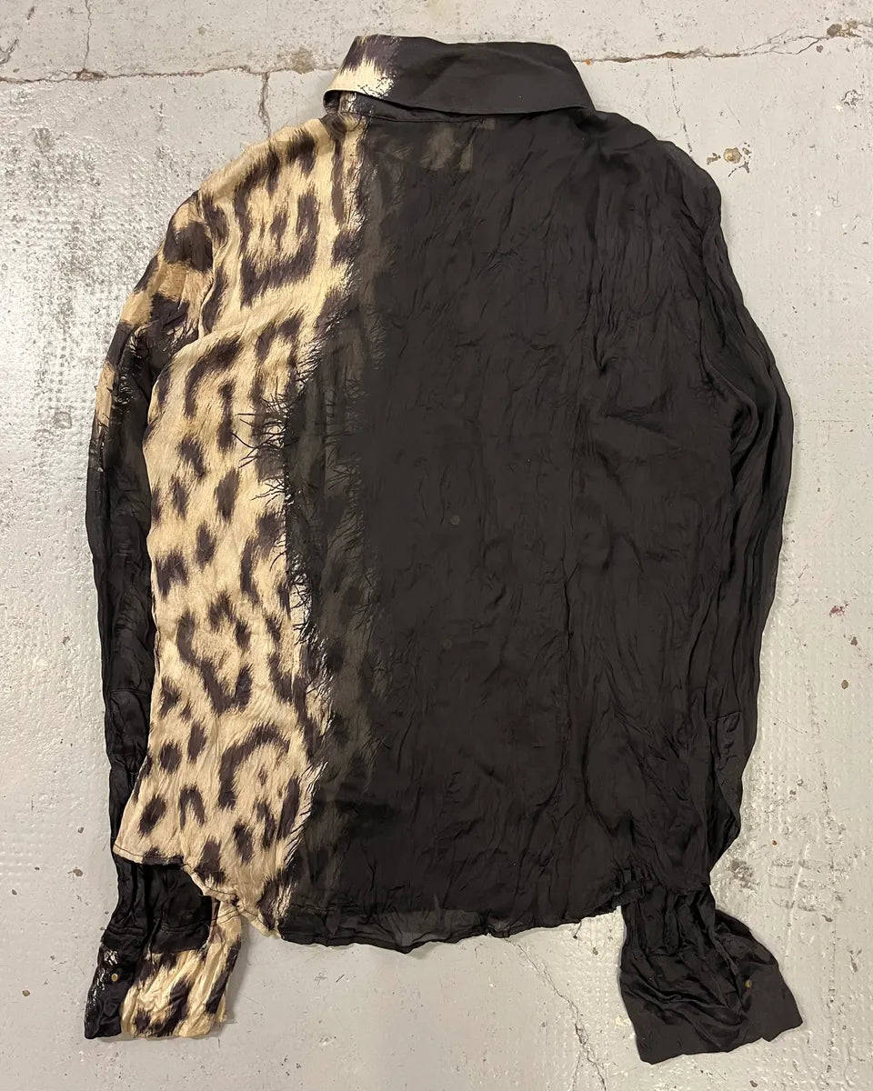 AW2001 Roberto Cavalli Black Silk Leopard Print Shirt fhAHwIA 6