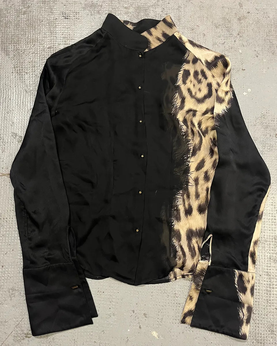 AW2001 Roberto Cavalli Black Silk Leopard Print Shirt FLvxZak 0
