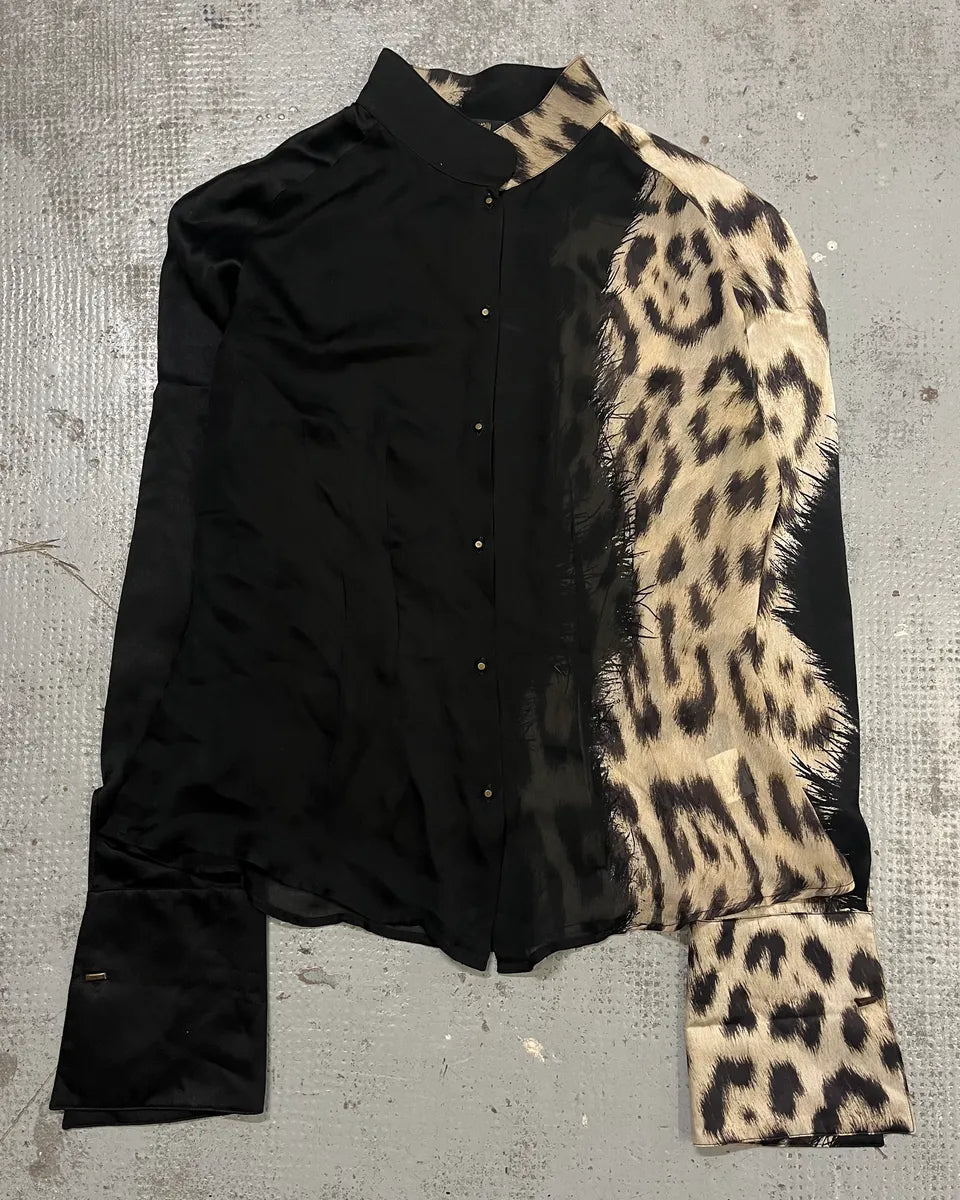 AW2001 Roberto Cavalli Black Silk Leopard Print Shirt FLvxZak 3