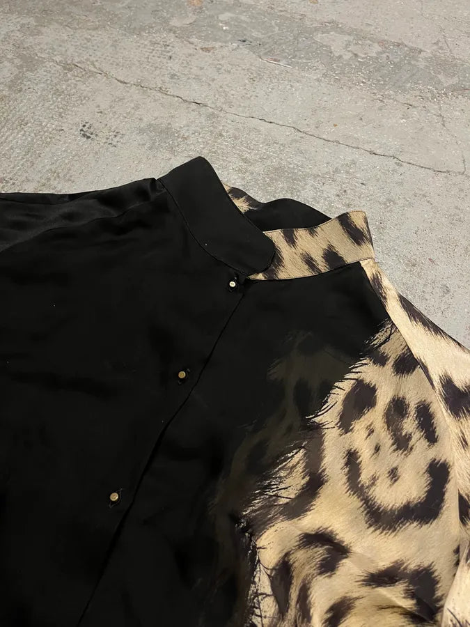 AW2001 Roberto Cavalli Black Silk Leopard Print Shirt FLvxZak 4