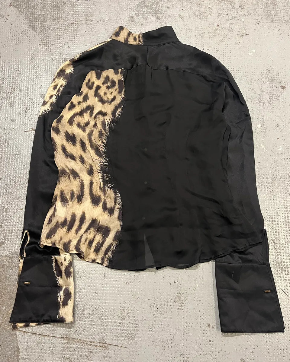 AW2001 Roberto Cavalli Black Silk Leopard Print Shirt FLvxZak 6