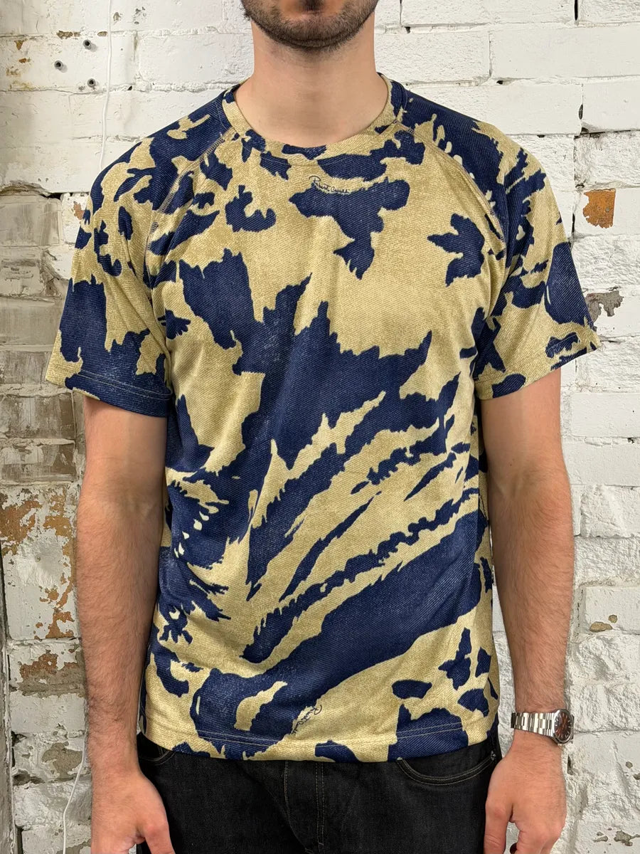 AW2001 Roberto Cavalli Camo Bird Beige & Navy T-Shirt XKhYsBr 1