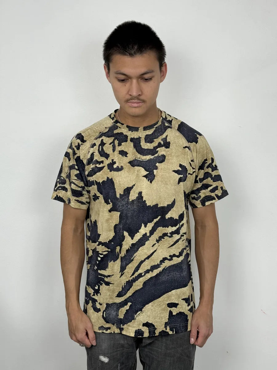 AW2001 Roberto Cavalli Camo Bird Beige T-Shirt ZtODPLx 0