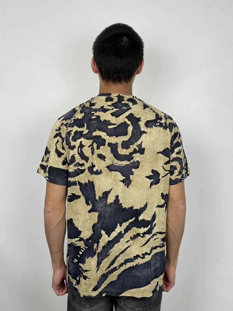 AW2001 Roberto Cavalli Camo Bird Beige T-Shirt ZtODPLx 1