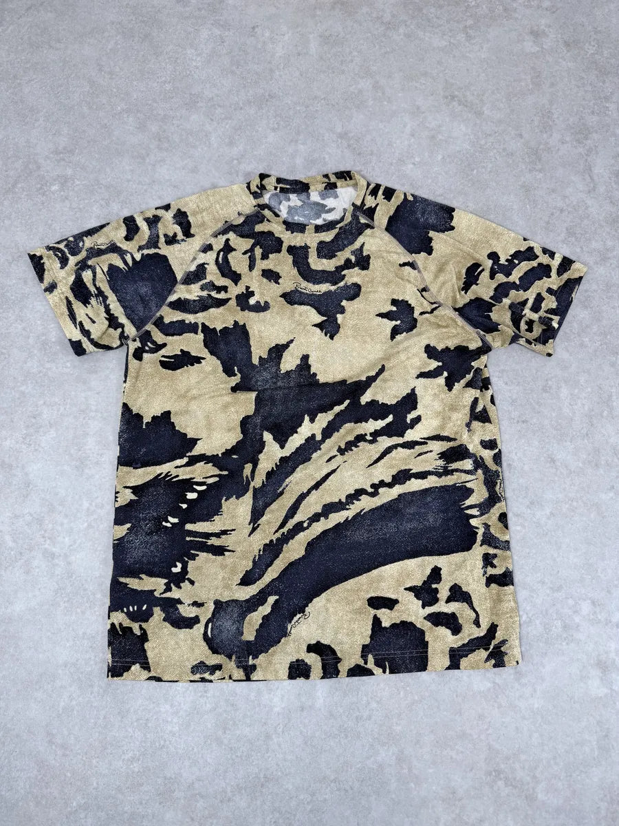AW2001 Roberto Cavalli Camo Bird Beige T-Shirt ZtODPLx 0