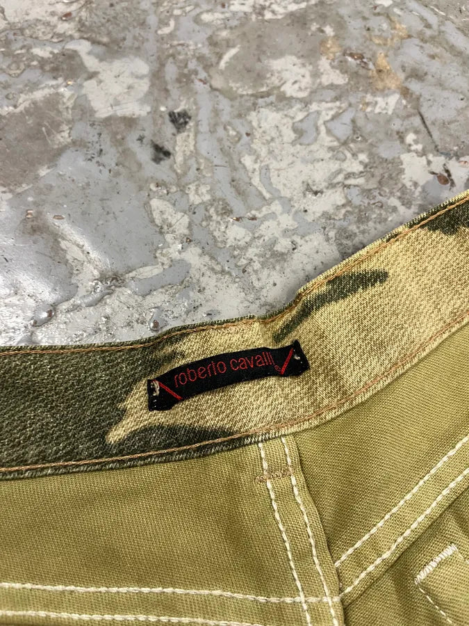 AW2001 Roberto Cavalli Camo Birds Khaki Beige Pants Nfqhdlg 10