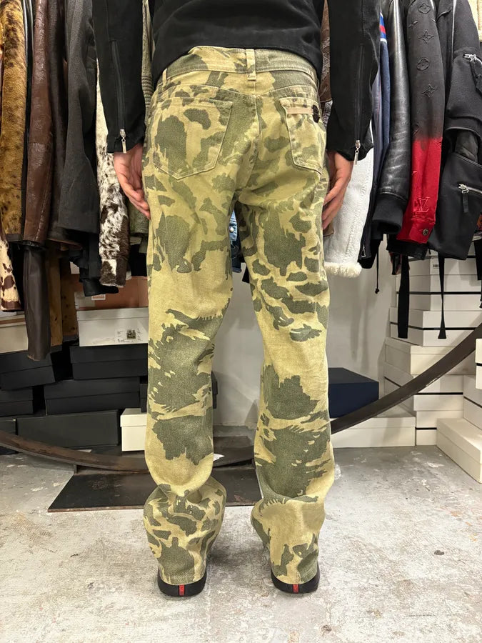 AW2001 Roberto Cavalli Camo Birds Khaki Beige Pants Nfqhdlg 4