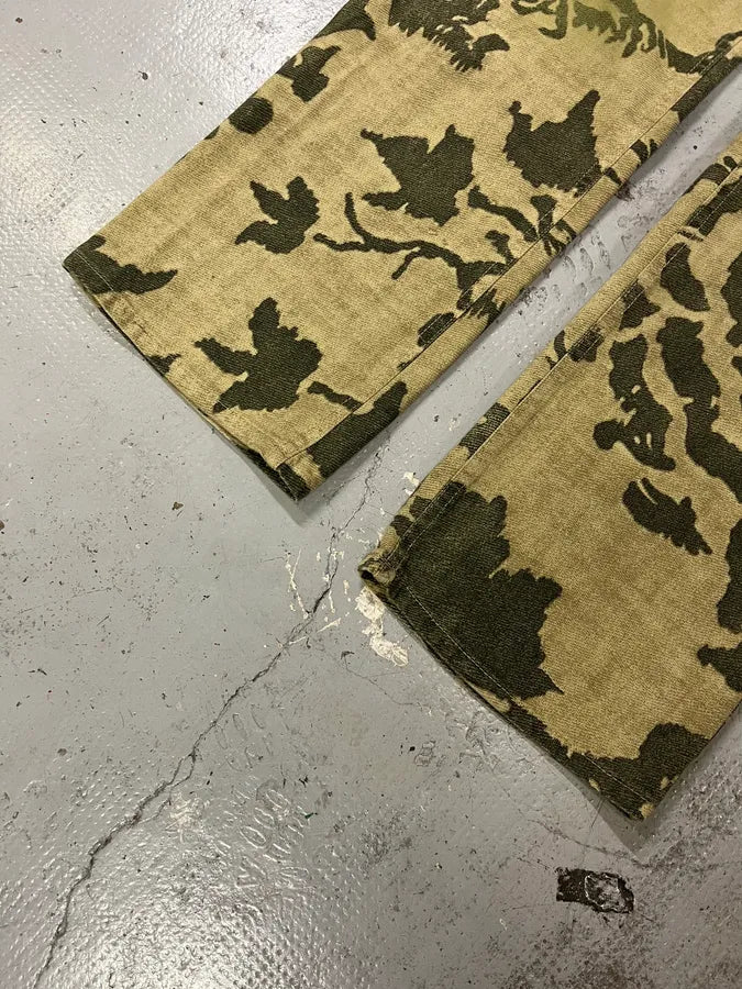 AW2001 Roberto Cavalli Camo Birds Khaki Beige Pants Nfqhdlg 6