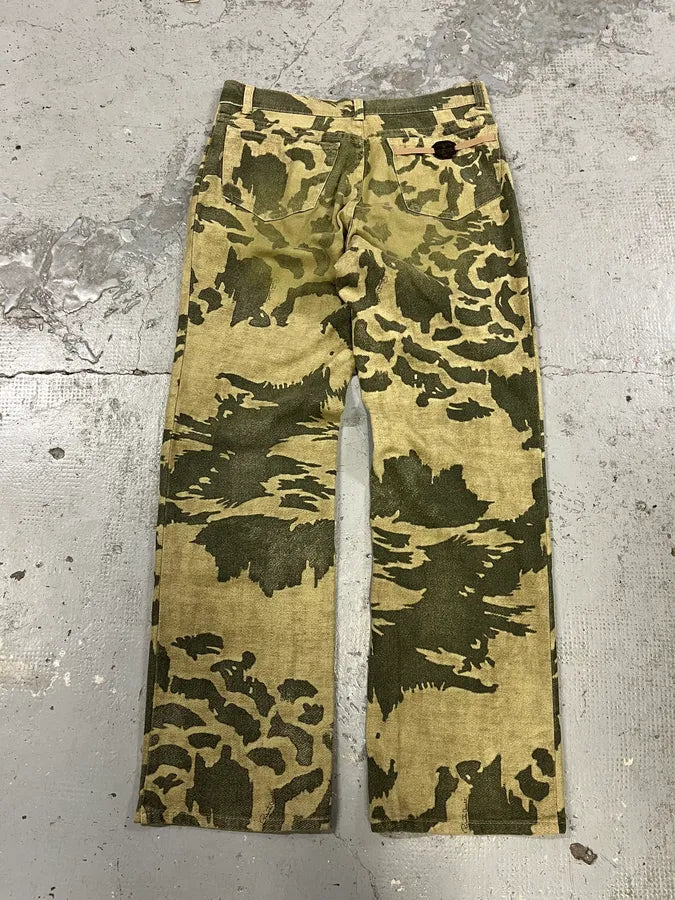 AW2001 Roberto Cavalli Camo Birds Khaki Beige Pants Nfqhdlg 7
