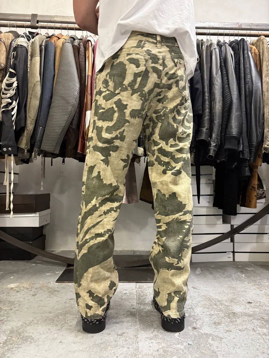 AW2001 Roberto Cavalli Camouflage Beige Birds Pants uRMbFsR 3