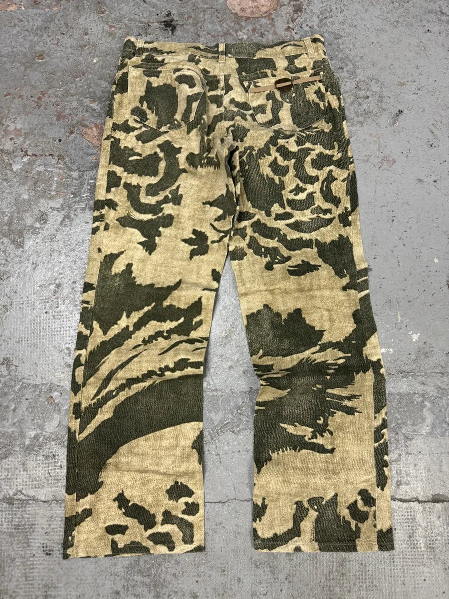 AW2001 Roberto Cavalli Camouflage Beige Birds Pants uRMbFsR 4