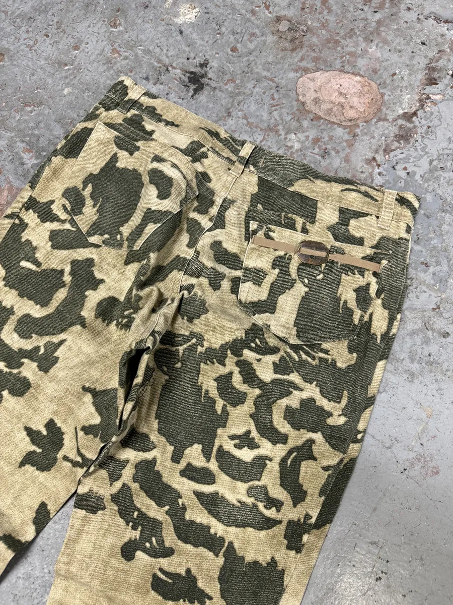 AW2001 Roberto Cavalli Camouflage Beige Birds Pants uRMbFsR 7