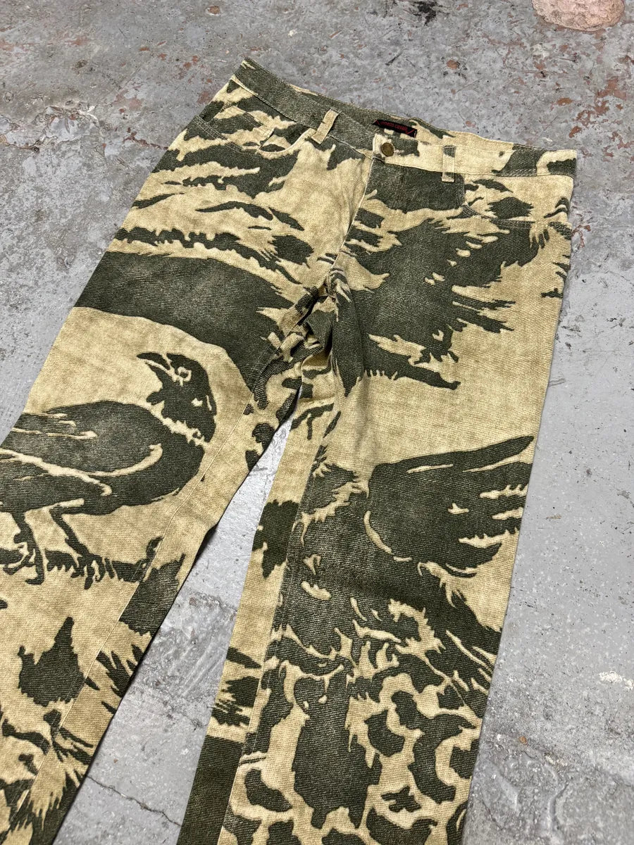AW2001 Roberto Cavalli Camouflage Beige Birds Pants uRMbFsR 8