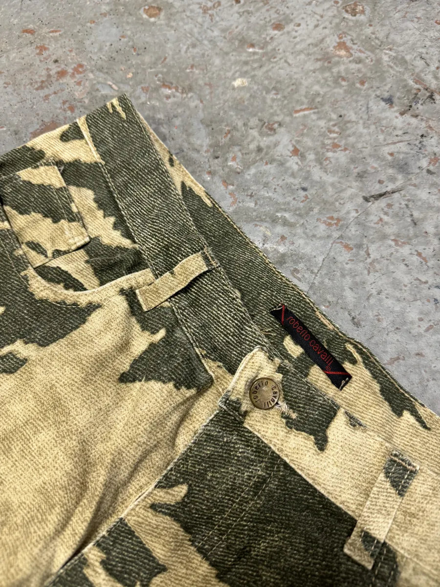 AW2001 Roberto Cavalli Camouflage Beige Birds Pants uRMbFsR 9