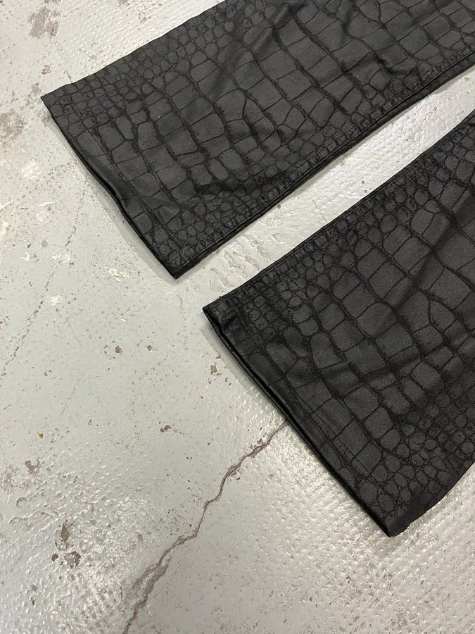 AW2001 Roberto Cavalli Crocodile Effect Black Pants psCCWpS 6