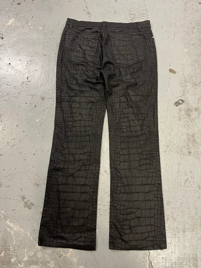 AW2001 Roberto Cavalli Crocodile Effect Black Pants psCCWpS 7