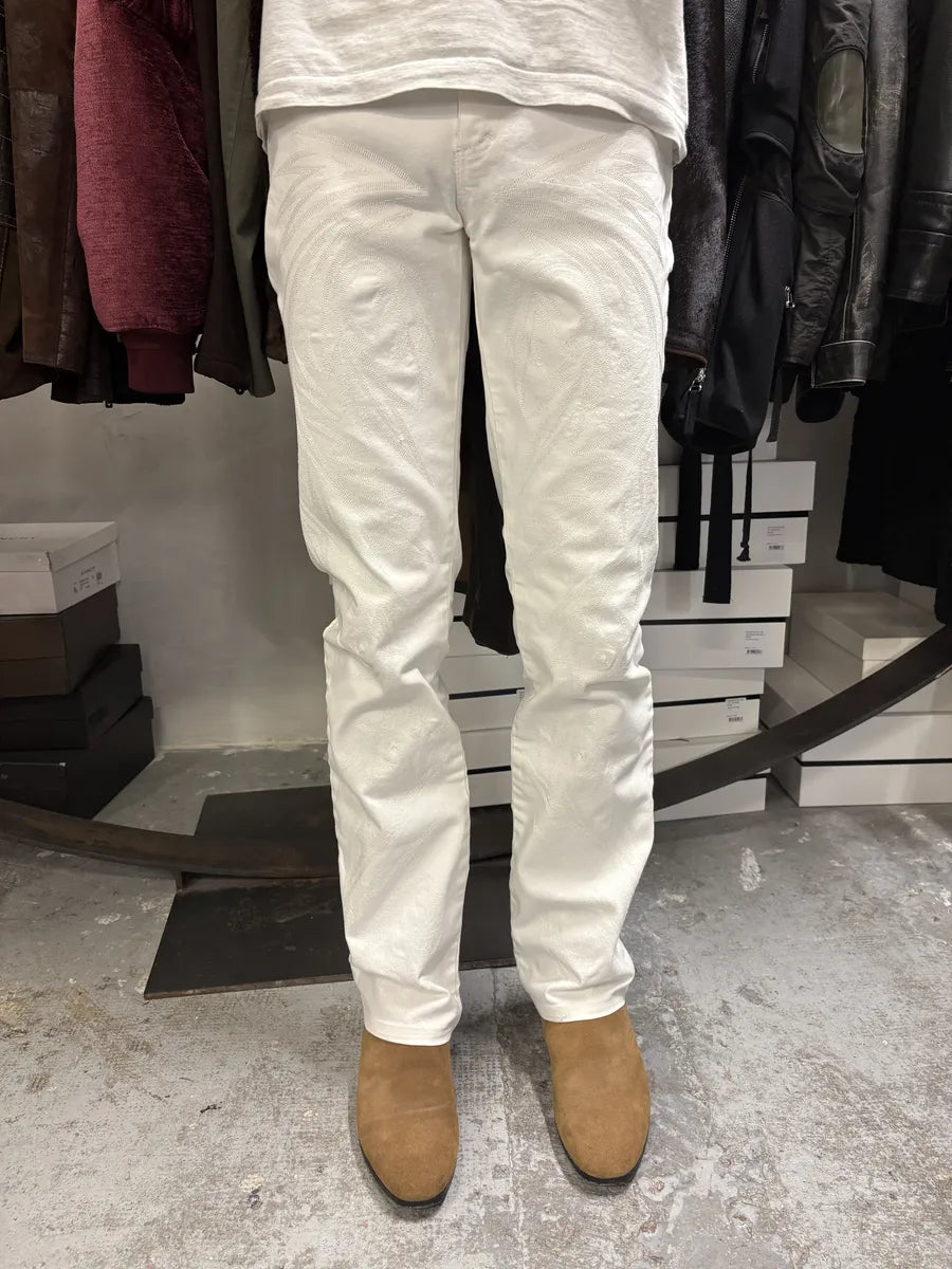 AW2001 Roberto Cavalli Dragon Embroidered White Denim Jeans aHYNYzy 3