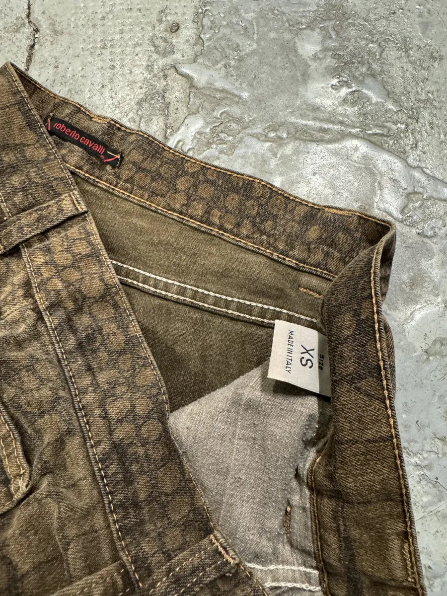 AW2001 Roberto Cavalli Khaki Crocodile Effect Pants nVwdyMN 7