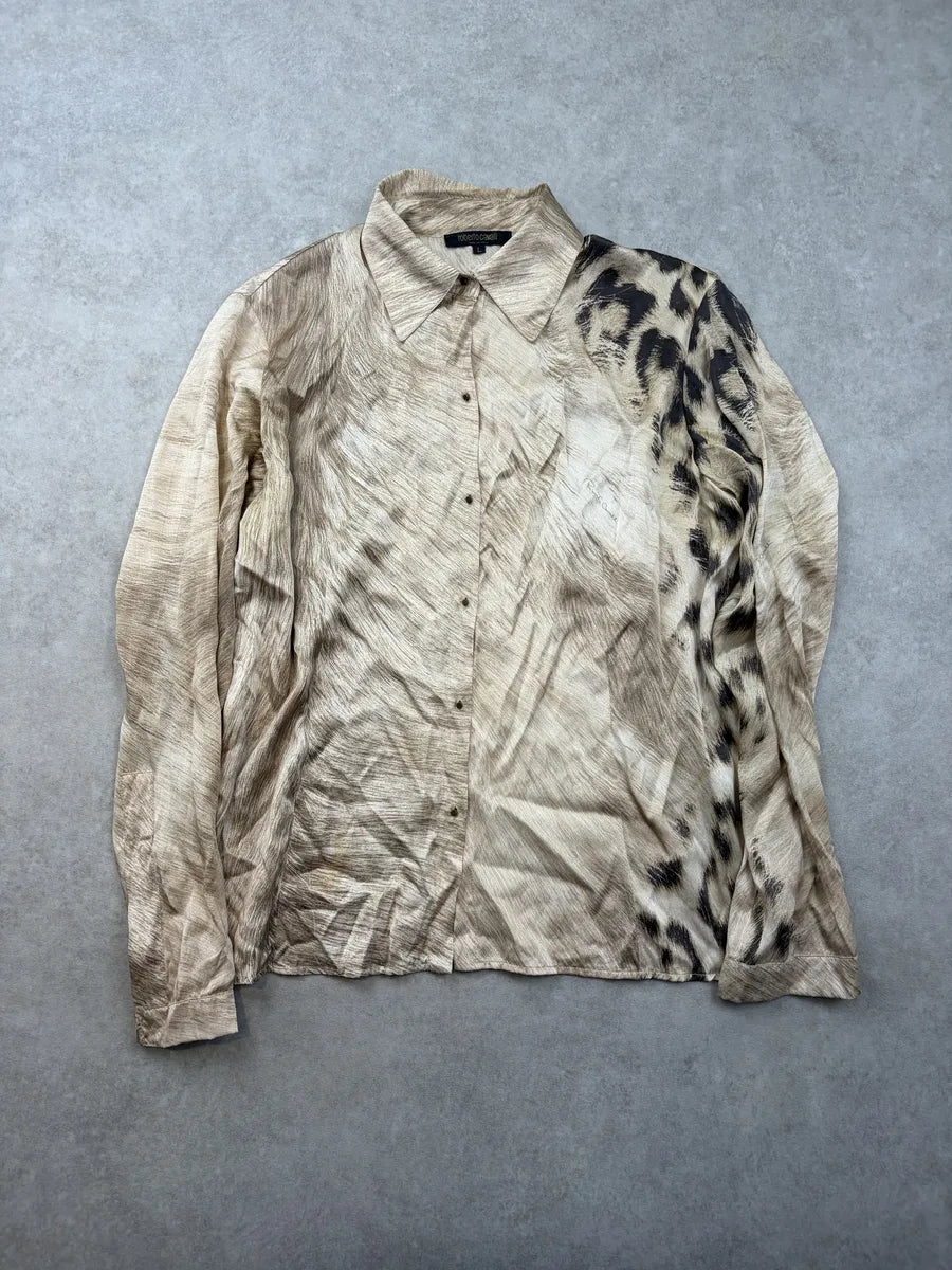 AW2001 Roberto Cavalli Leopard Beige Shirt cTtSNTR 0